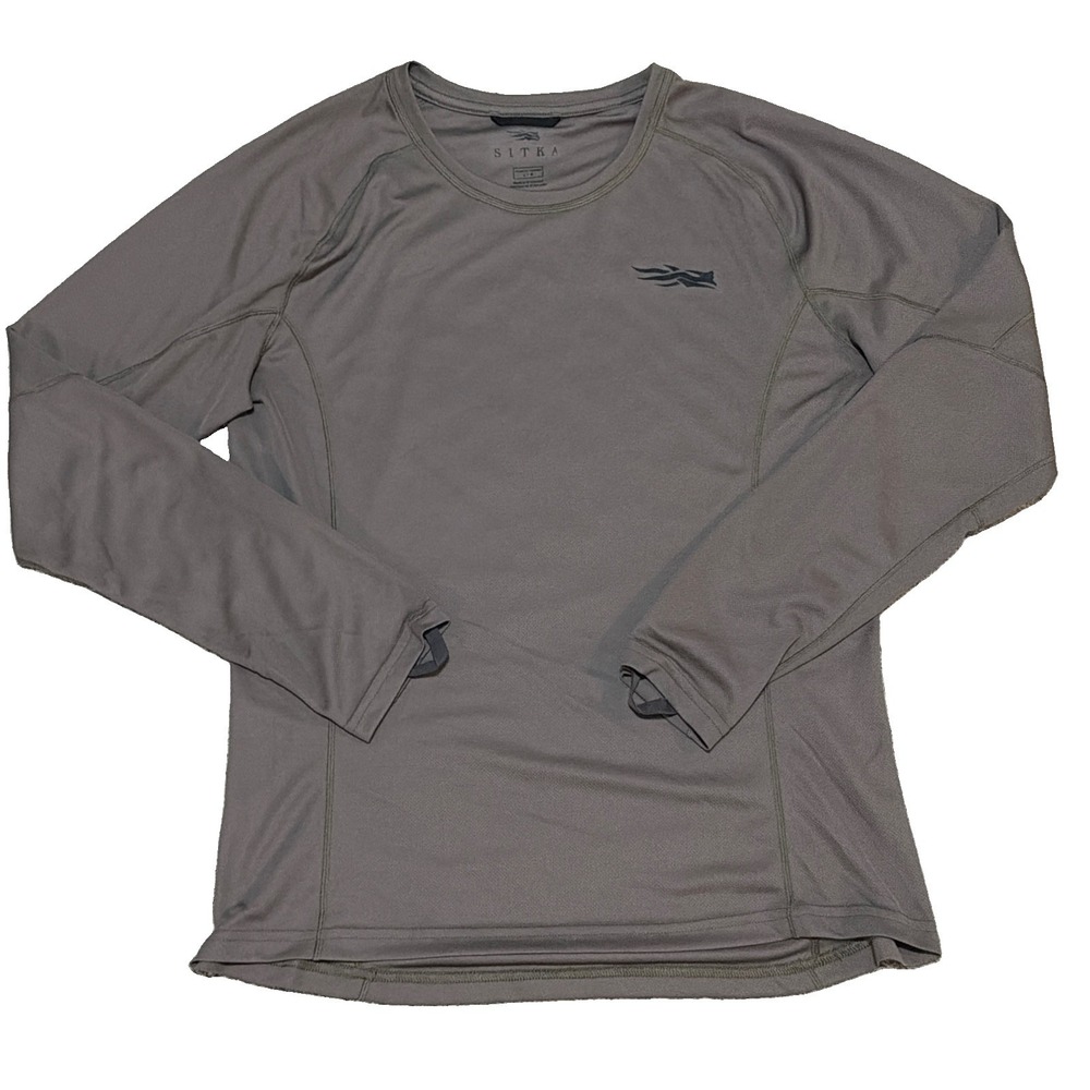 SITKA Core Lightweight Crew Shirt Womens L Gray Long Sleeve Hunting Base Layer